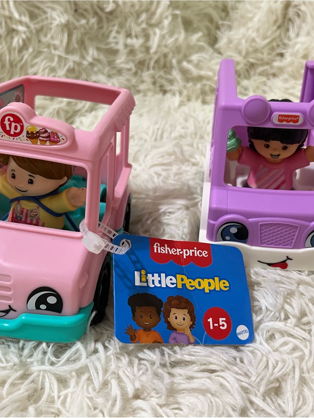 Fisher-Price Little People Pink and Purple Ice Cream Trucks with Figures